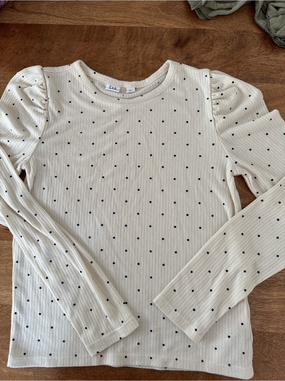 GAP Cream Ribbed Sweater with Navy Dot Detail
